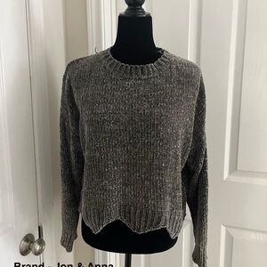 Jon & Anna Ribbed Chenille Crewneck Sweater - Charcoal